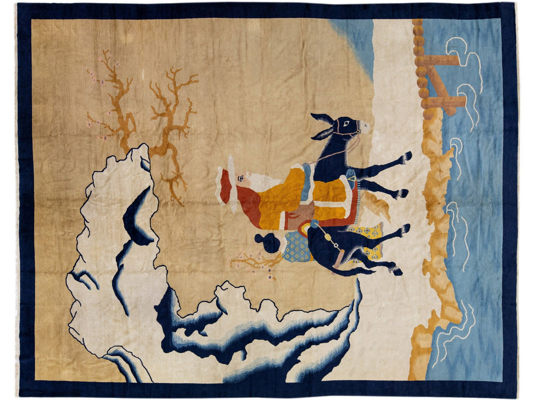 Antique Chinese Art Deco Wool Rug 10 X 12