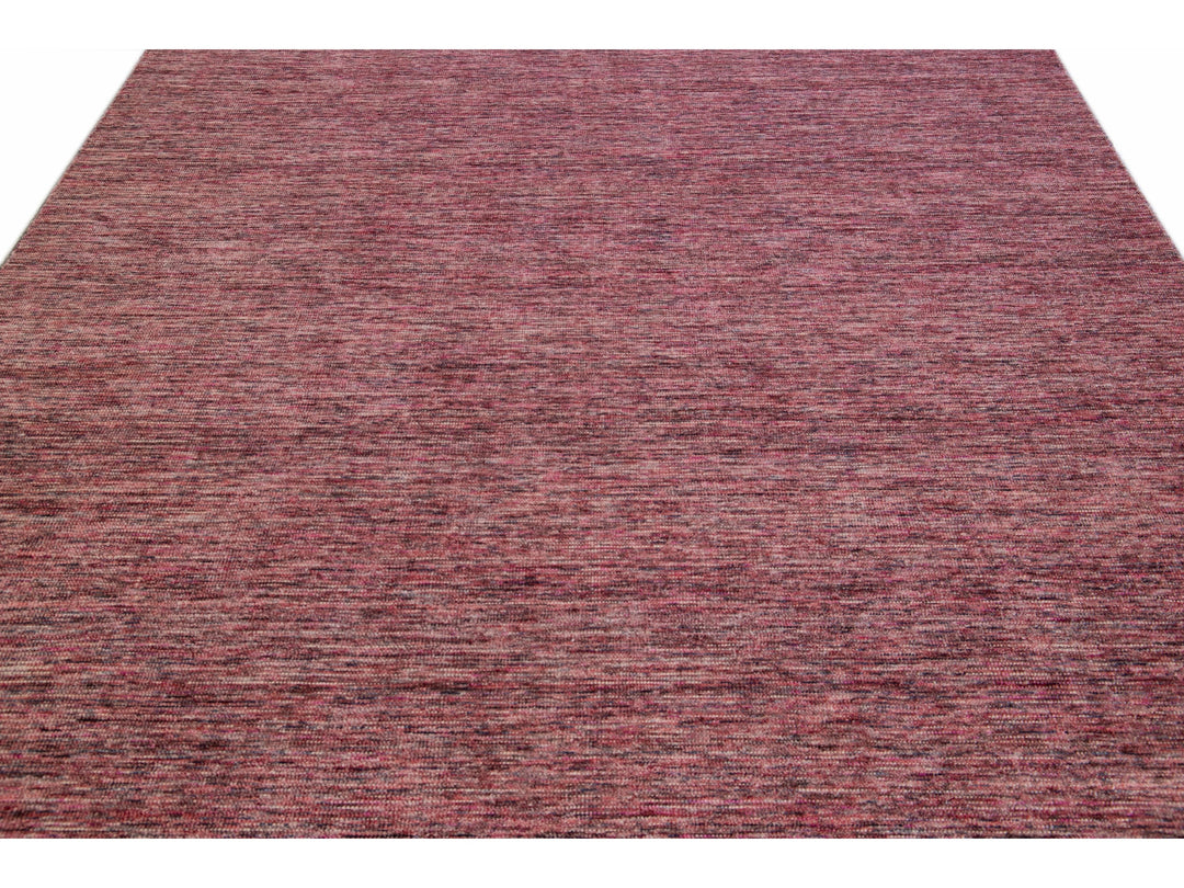 Modern Apadana's Groove Bamboo/Silk Handmade Red Rug