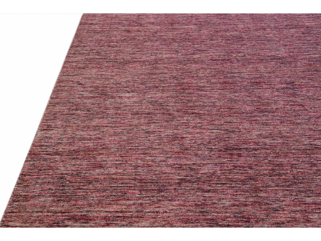 Modern Apadana's Groove Bamboo/Silk Handmade Red Rug