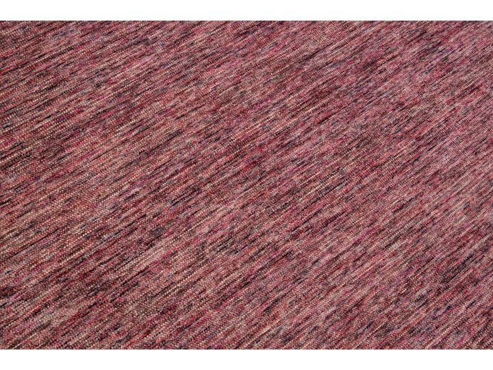 Modern Apadana's Groove Bamboo/Silk Handmade Red Rug