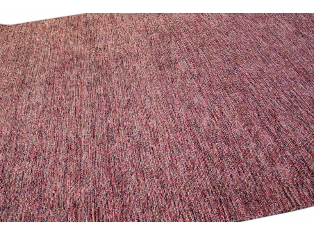 Modern Apadana's Groove Bamboo/Silk Handmade Red Rug