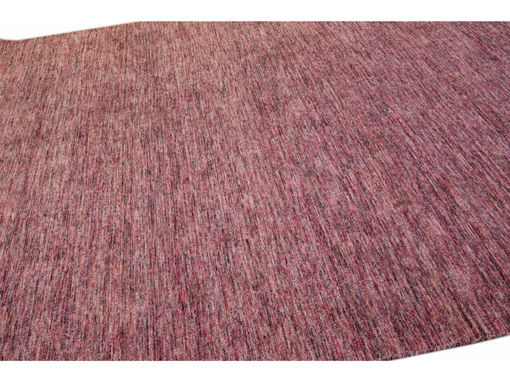 Modern Apadana's Groove Bamboo/Silk Handmade Red Rug