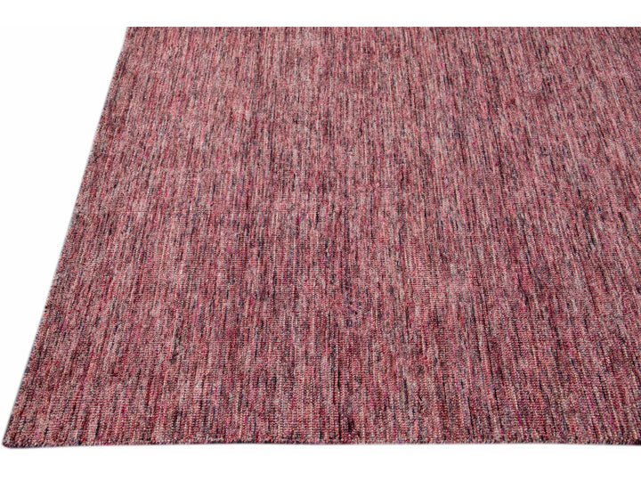 Modern Apadana's Groove Bamboo/Silk Handmade Red Rug
