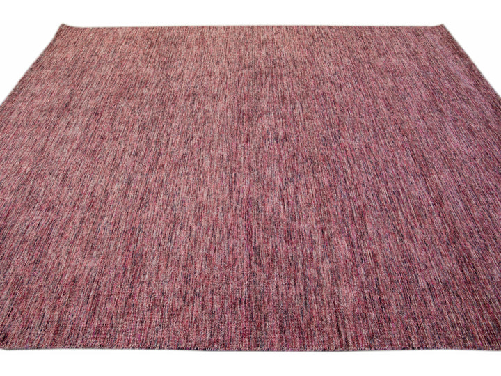 Modern Apadana's Groove Bamboo/Silk Handmade Red Rug