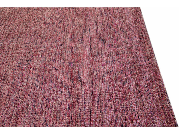 Modern Apadana's Groove Bamboo/Silk Handmade Red Rug