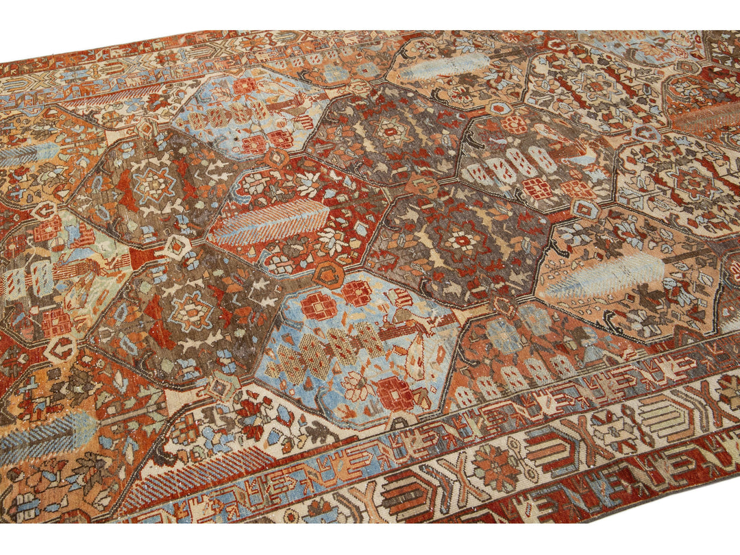 Antique Bakhtiari Wool Rug 7 X 10