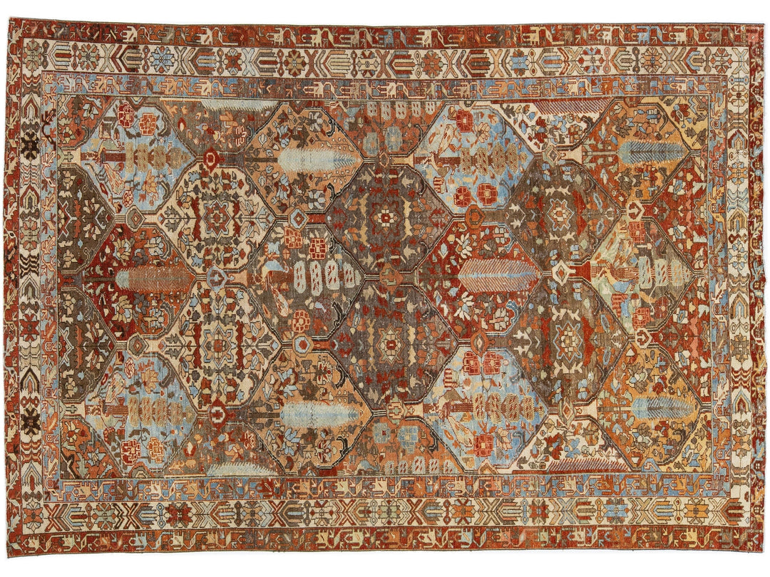Antique Bakhtiari Wool Rug 7 X 10