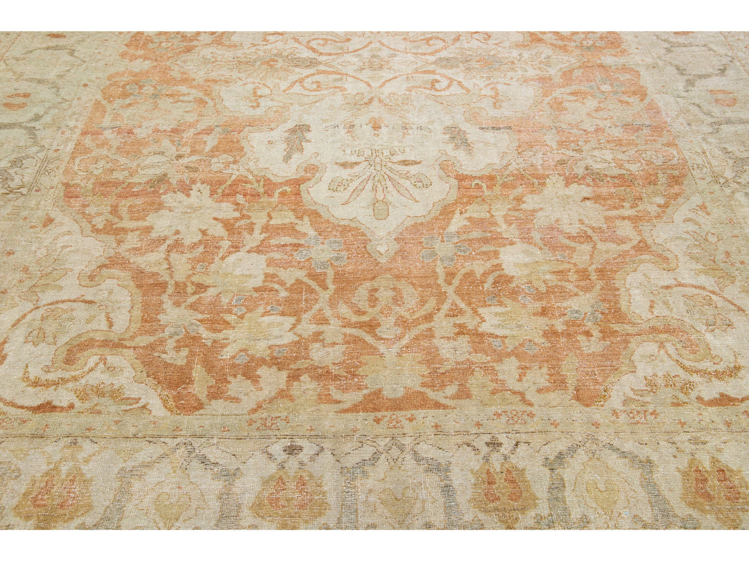 Antique Agra Wool Rug 9 X 12