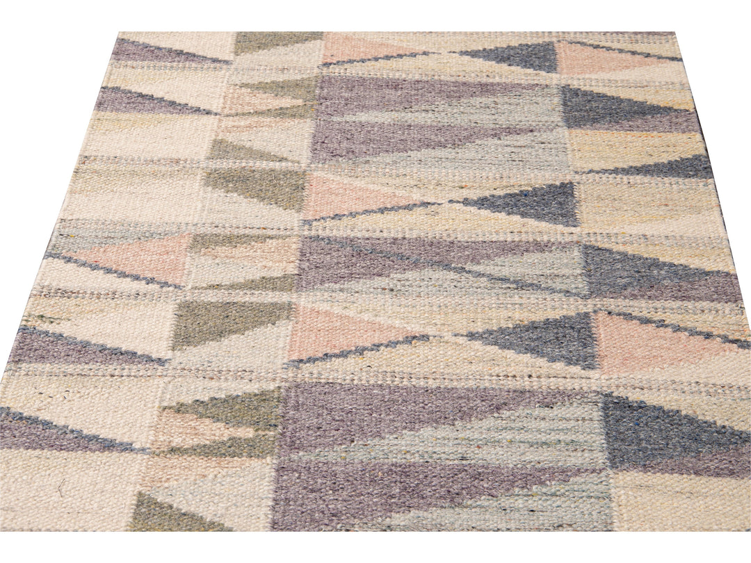 Modern Swedish Style Abstract Wool Runner 3 X 25