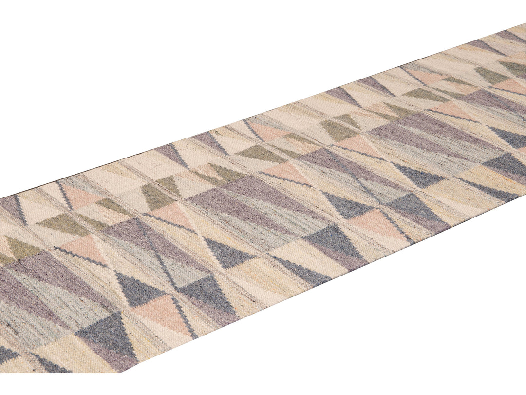 Modern Swedish Style Abstract Wool Runner 3 X 25