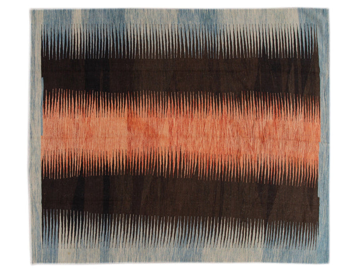 Modern Expressionist Flat-Weave Wool Rug 8 X 10