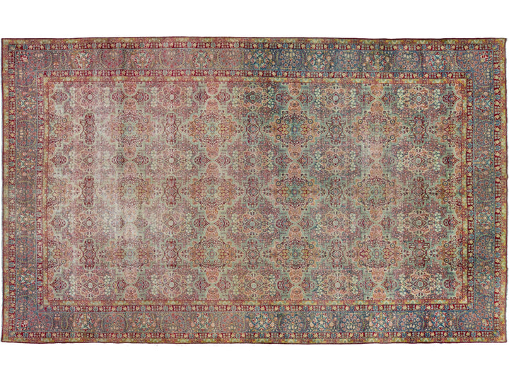 Antique Tabriz Wool Rug 11 X 18