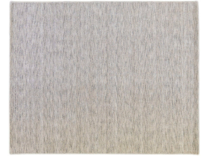 Modern Apadana's Groove Bamboo/Silk Handmade Beige and Gray Rug
