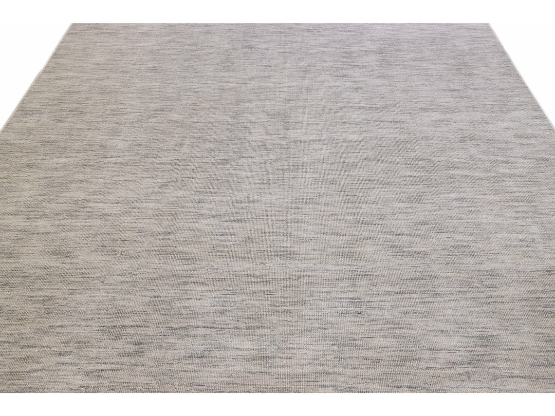 Modern Apadana's Groove Bamboo/Silk Handmade Beige and Gray Rug