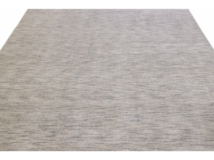 Modern Apadana's Groove Bamboo/Silk Handmade Beige and Gray Rug
