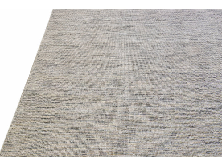 Modern Apadana's Groove Bamboo/Silk Handmade Beige and Gray Rug
