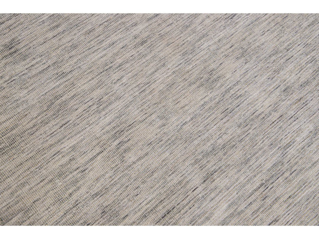 Modern Apadana's Groove Bamboo/Silk Handmade Beige and Gray Rug