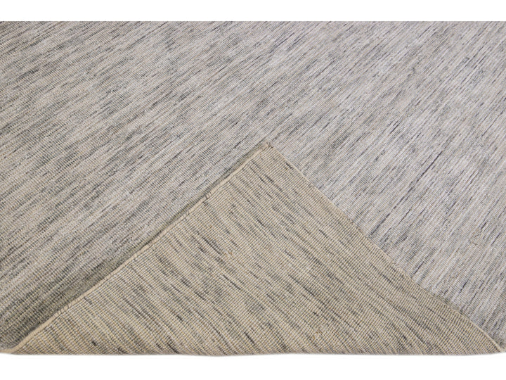 Modern Apadana's Groove Bamboo/Silk Handmade Beige and Gray Rug