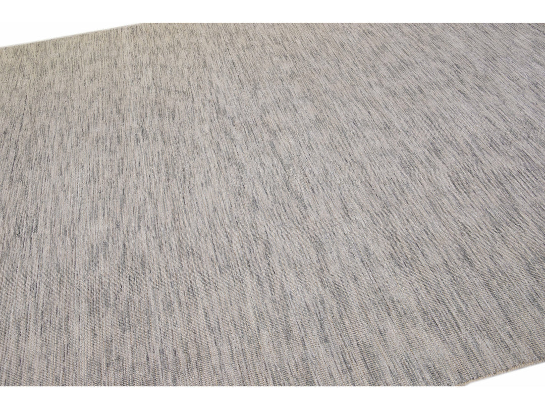 Modern Apadana's Groove Bamboo/Silk Handmade Beige and Gray Rug