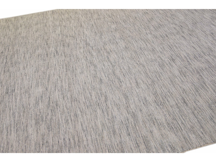 Modern Apadana's Groove Bamboo/Silk Handmade Beige and Gray Rug