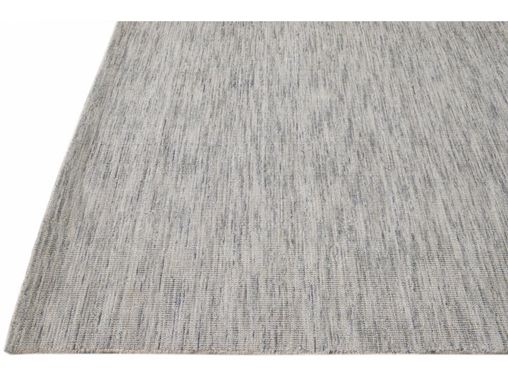 Modern Apadana's Groove Bamboo/Silk Handmade Beige and Gray Rug