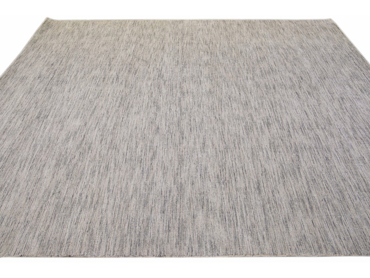 Modern Apadana's Groove Bamboo/Silk Handmade Beige and Gray Rug