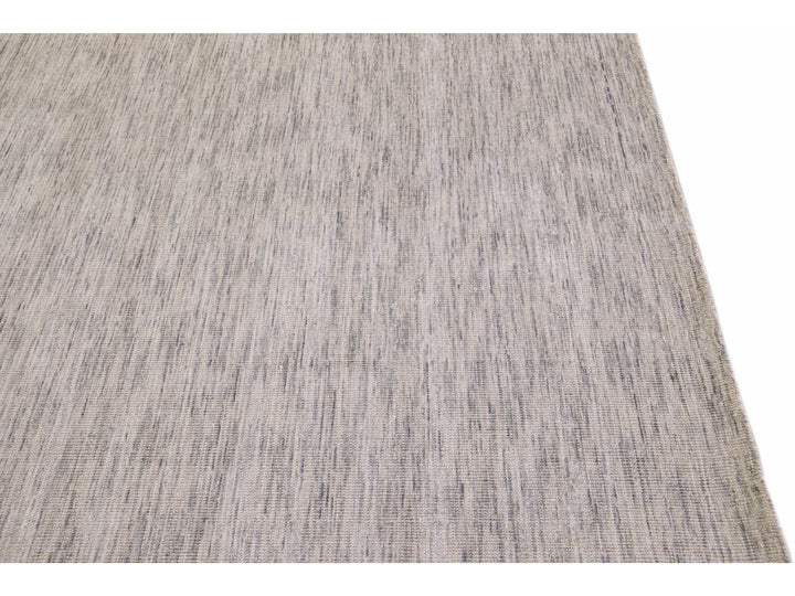 Modern Apadana's Groove Bamboo/Silk Handmade Beige and Gray Rug