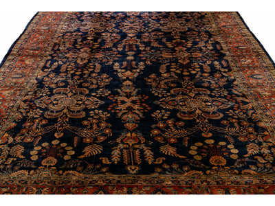 Antique Sarouk Wool Rug 12 X 19