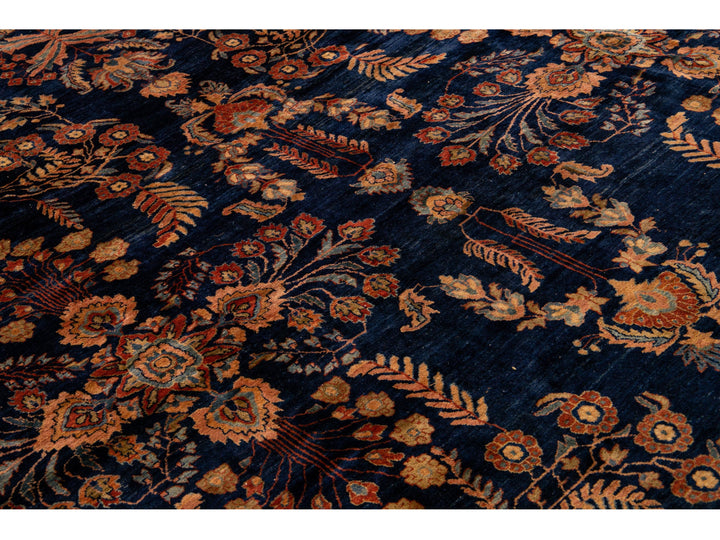 Antique Sarouk Wool Rug 12 X 19