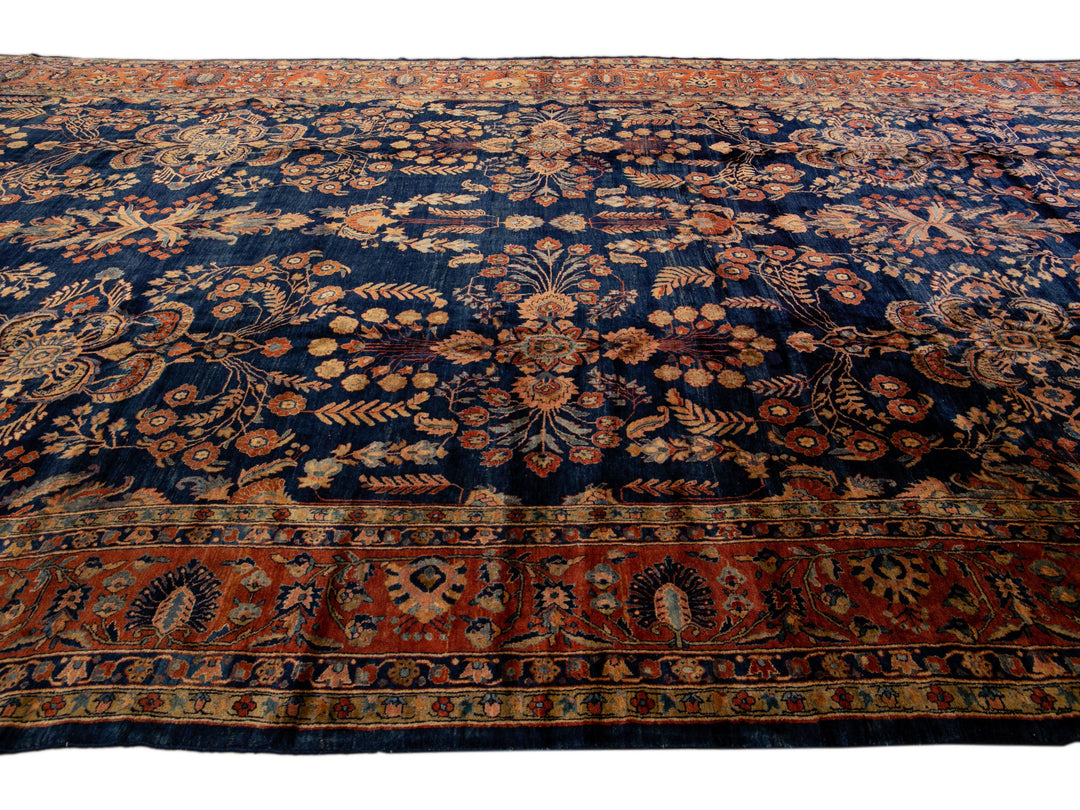 Antique Sarouk Wool Rug 12 X 19