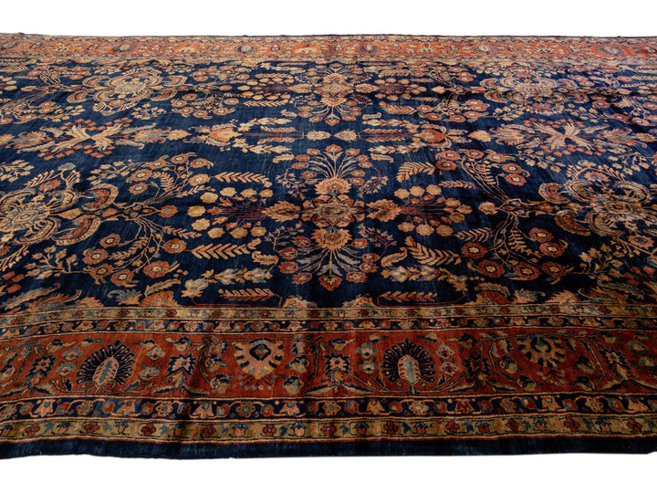 Antique Sarouk Wool Rug 12 X 19