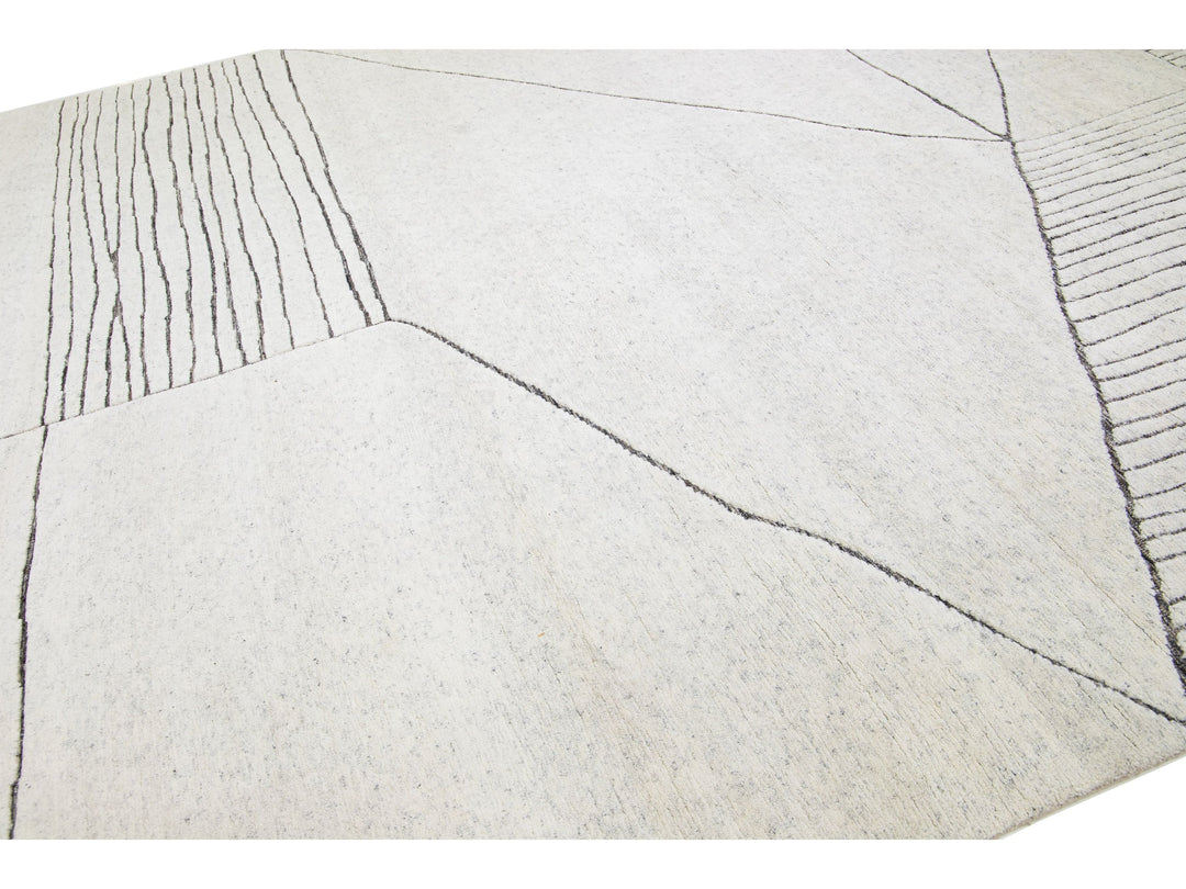 Modern Moroccan Wool Rug 12 X 15