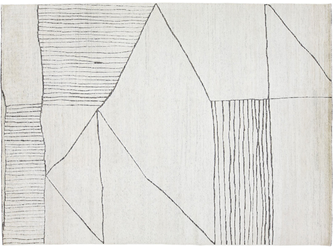 Modern Moroccan Wool Rug 9 X 12