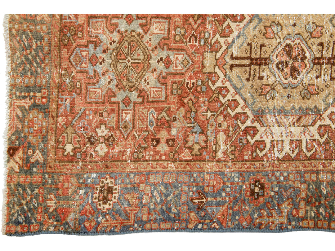 Antique Heriz Wool Rug 3 X 5