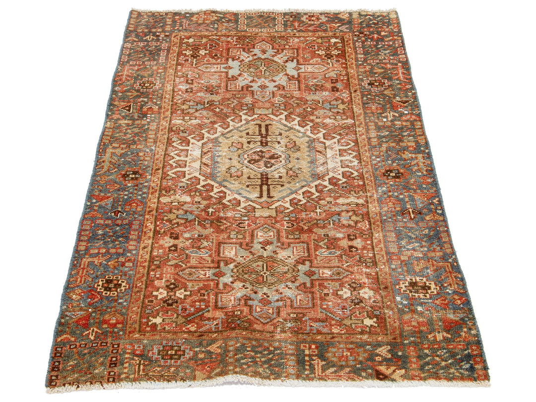 Antique Heriz Wool Rug 3 X 5