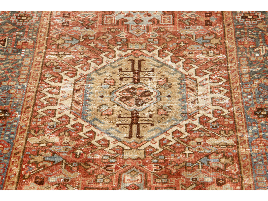 Antique Heriz Wool Rug 3 X 5