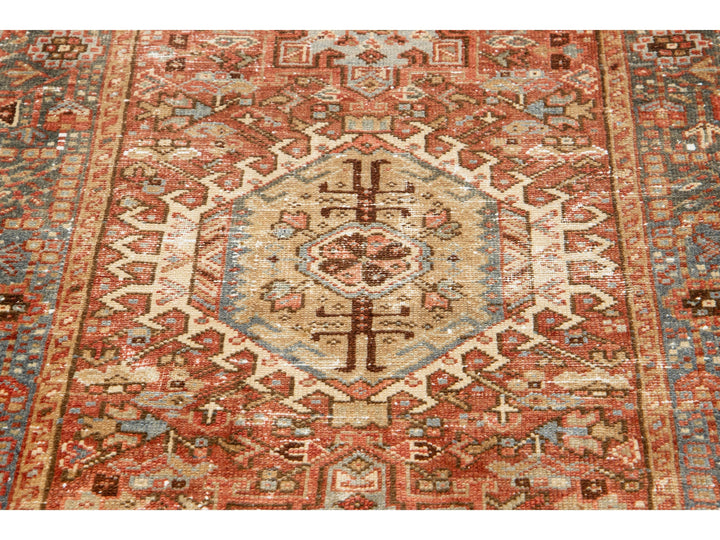 Antique Heriz Wool Rug 3 X 5