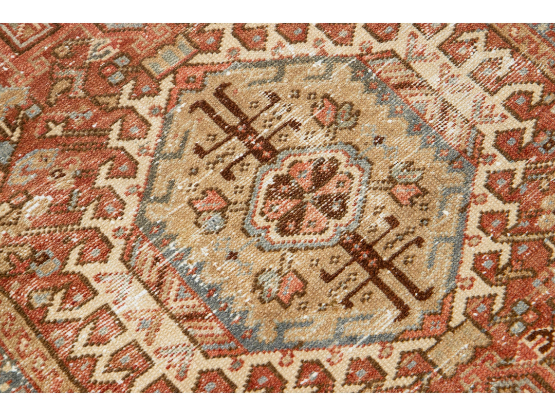 Antique Heriz Wool Rug 3 X 5