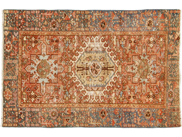 Antique Heriz Wool Rug 3 X 5