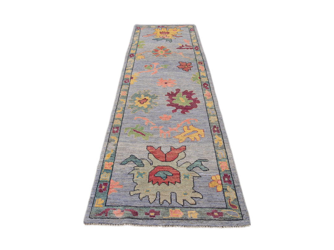 Modern Oushak-Style Wool Runner 3 X 10