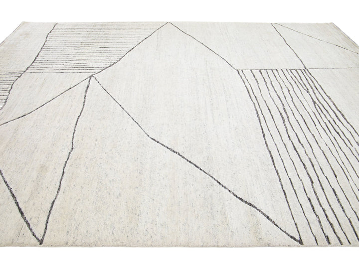 Modern Moroccan Wool Rug 9 X 12