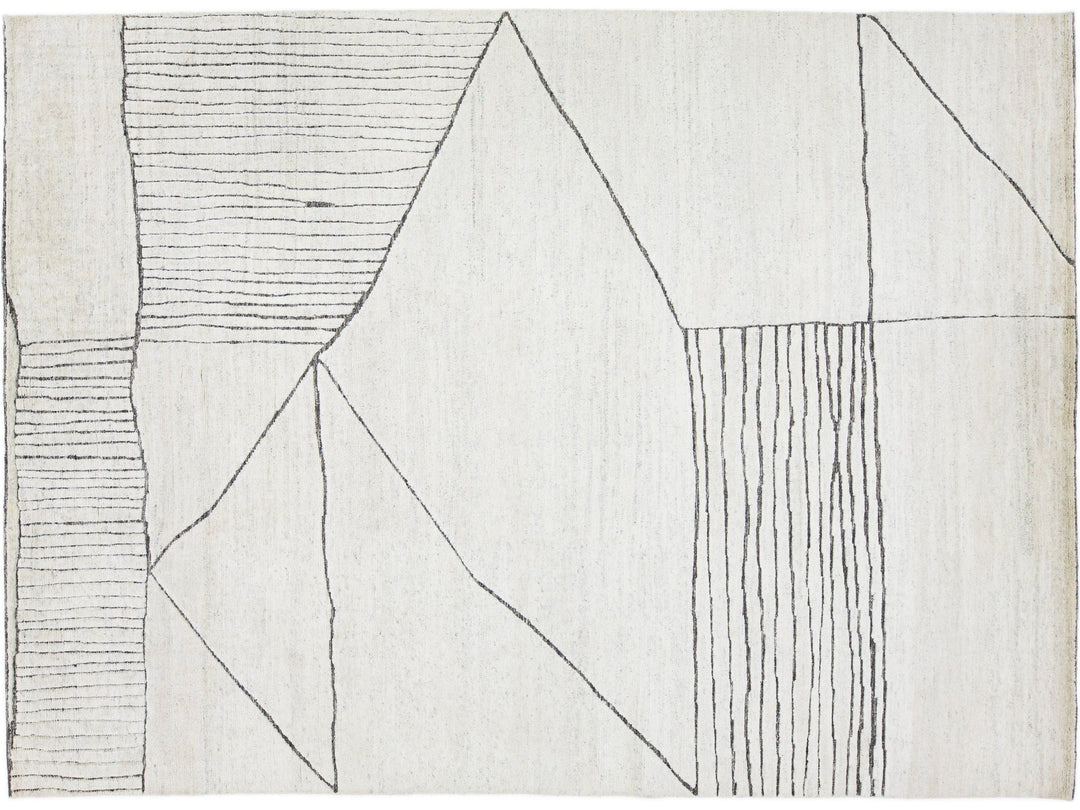 Modern Moroccan Wool Rug 9 X 12