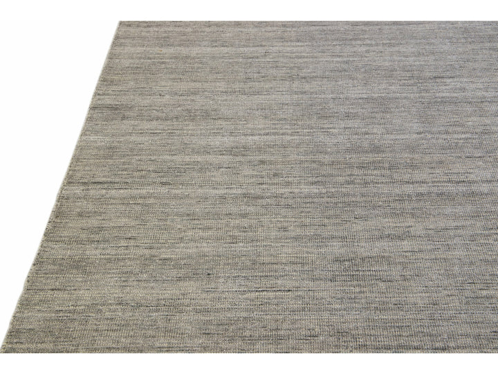 Modern Apadana's Groove Bamboo/Silk Handmade Gray Rug