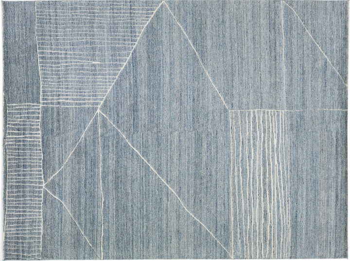 Modern Moroccan Wool Rug 9 X 12