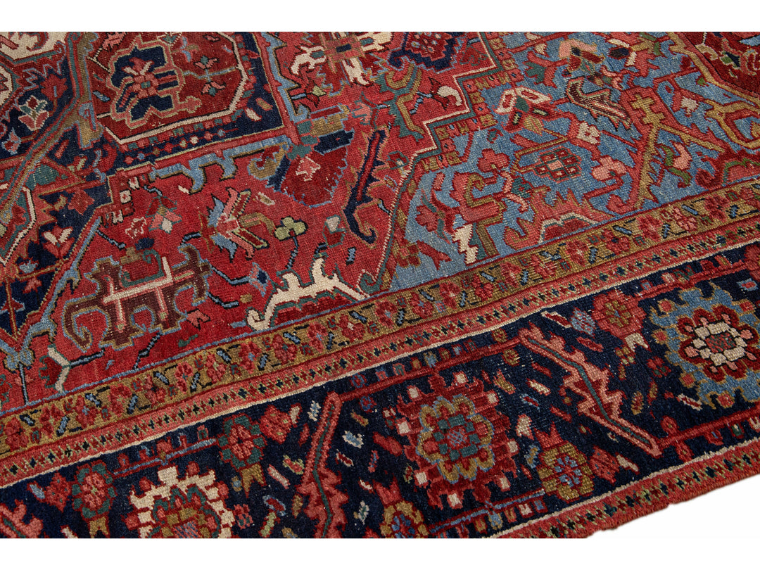 Antique Heriz Wool Rug 9 X 13