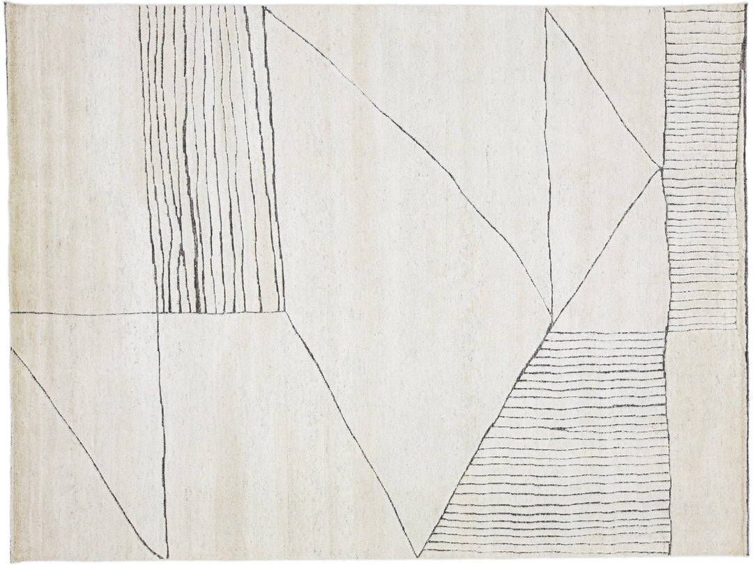 Modern Moroccan Wool Rug 9 X 12