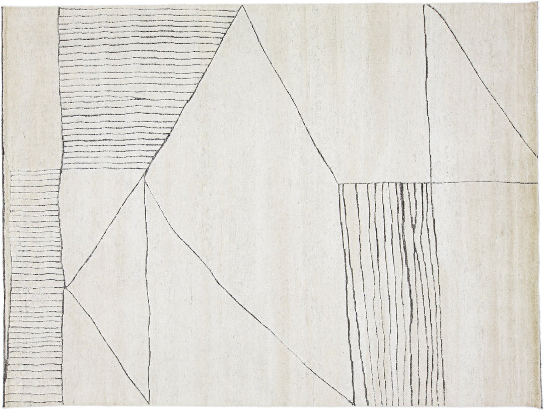 Modern Moroccan Wool Rug 9 X 12