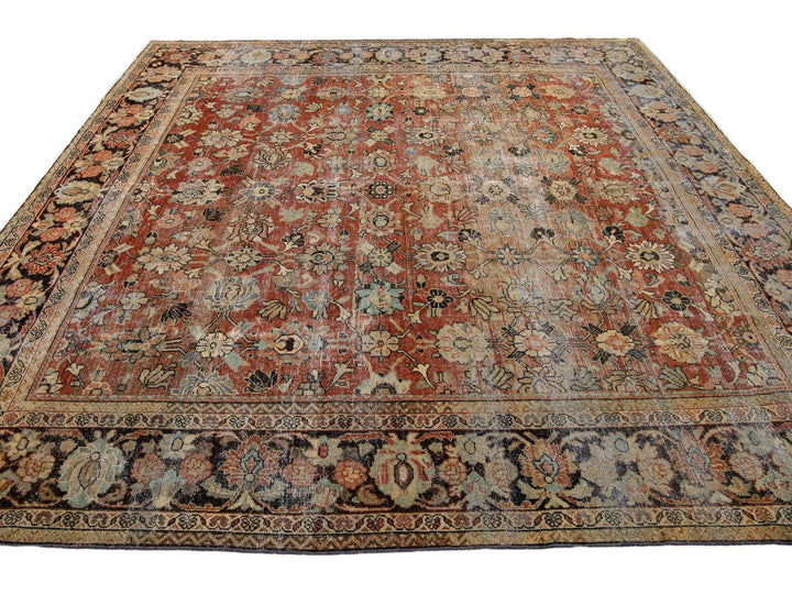Antique Mahal Square Wool Rug 9 X 9