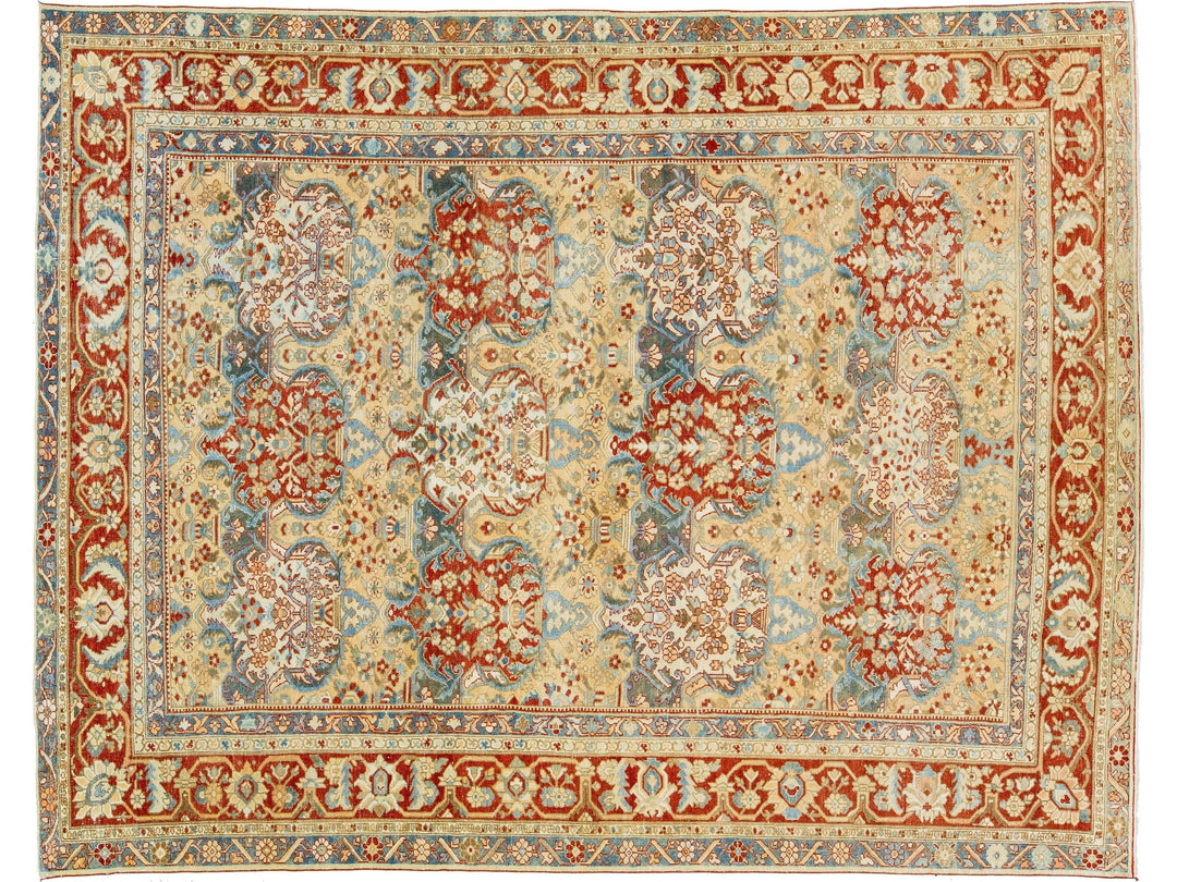 Antique Bakhtiari Wool Rug 11 X 14
