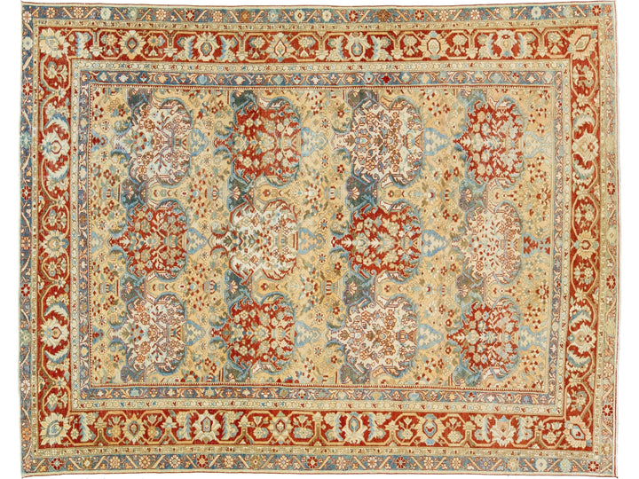 Antique Bakhtiari Wool Rug 11 X 14